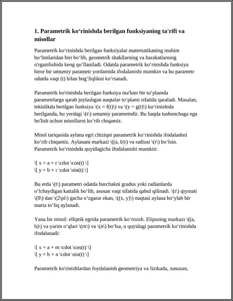 PARAMETRIK KÒRINISHDA BERILGAN FUNKSIYQ 3