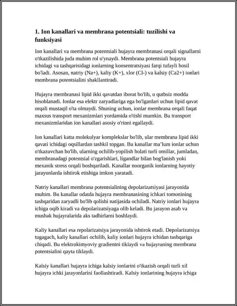 SIGNALLARNI MEMBRANALAR ORQALI O'TKAZILISHI 3