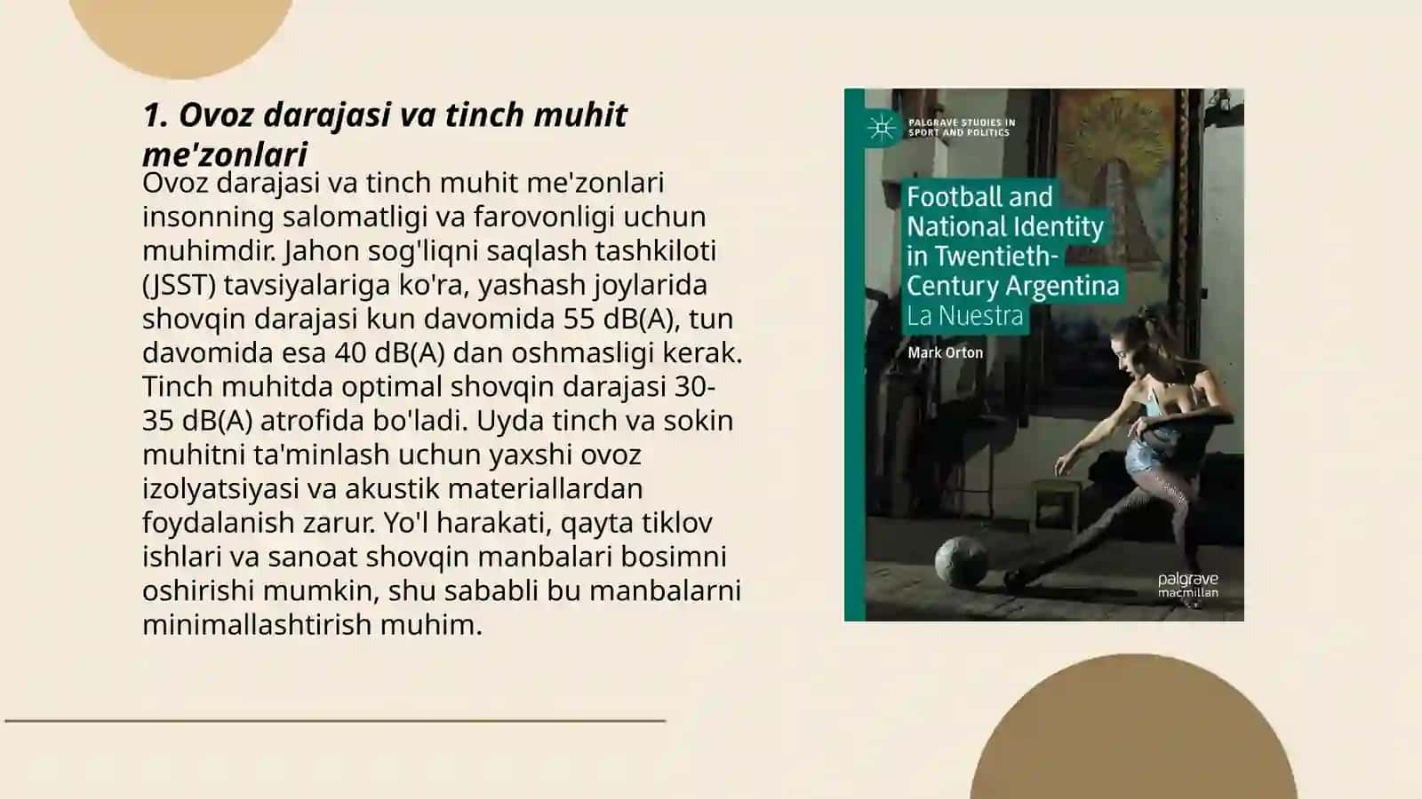 Ovoz darajasi va tinch muhit me'zonlari 3