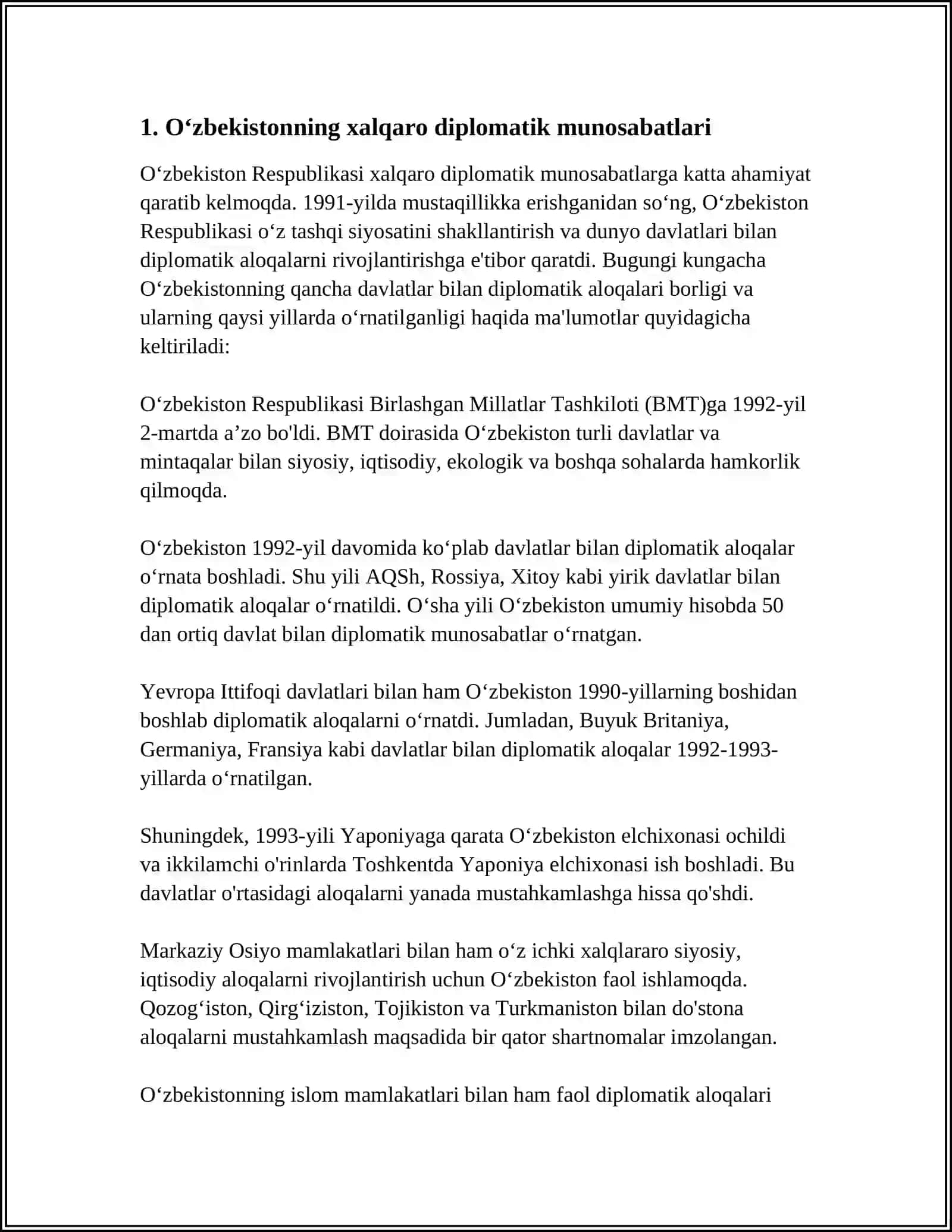 O‘zbekiston va Jahon Hamjamiyat 3