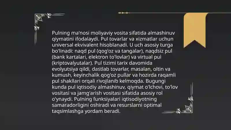 Pul nazariyalari 3