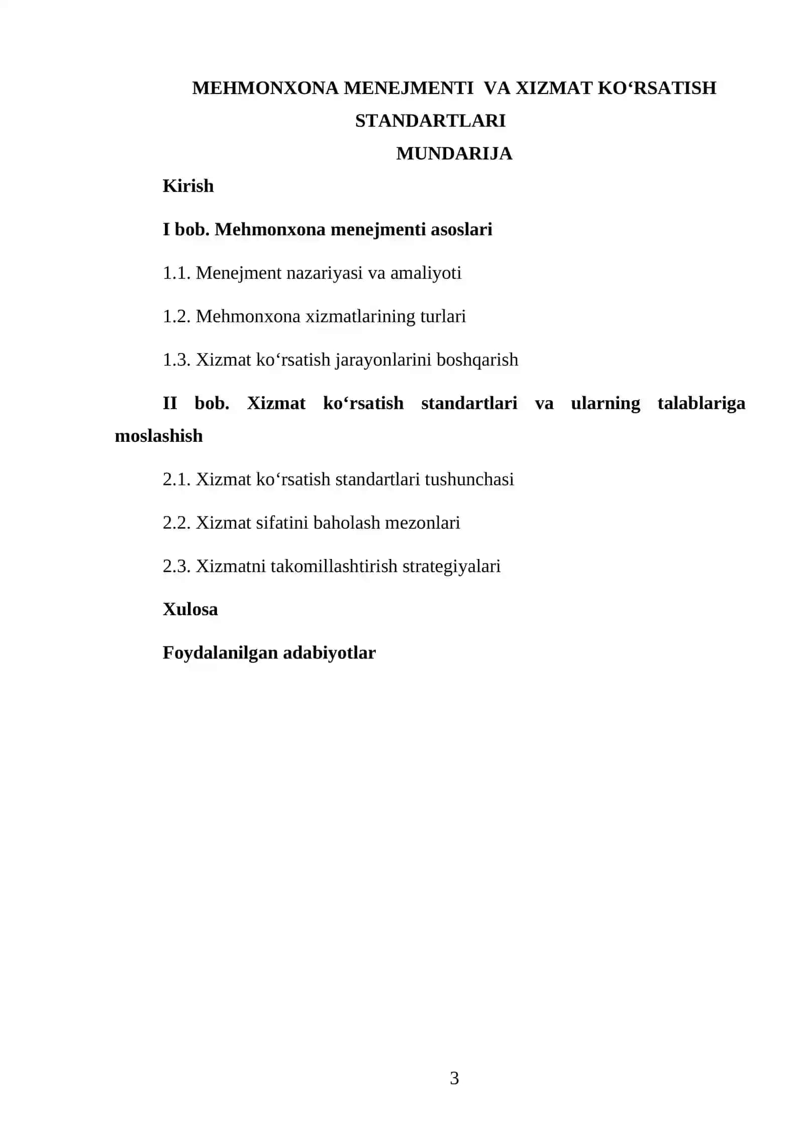 MEHMONXONA MENEJMENTI VA XIZMAT KOʻRSATISH STANDARTLARI 3