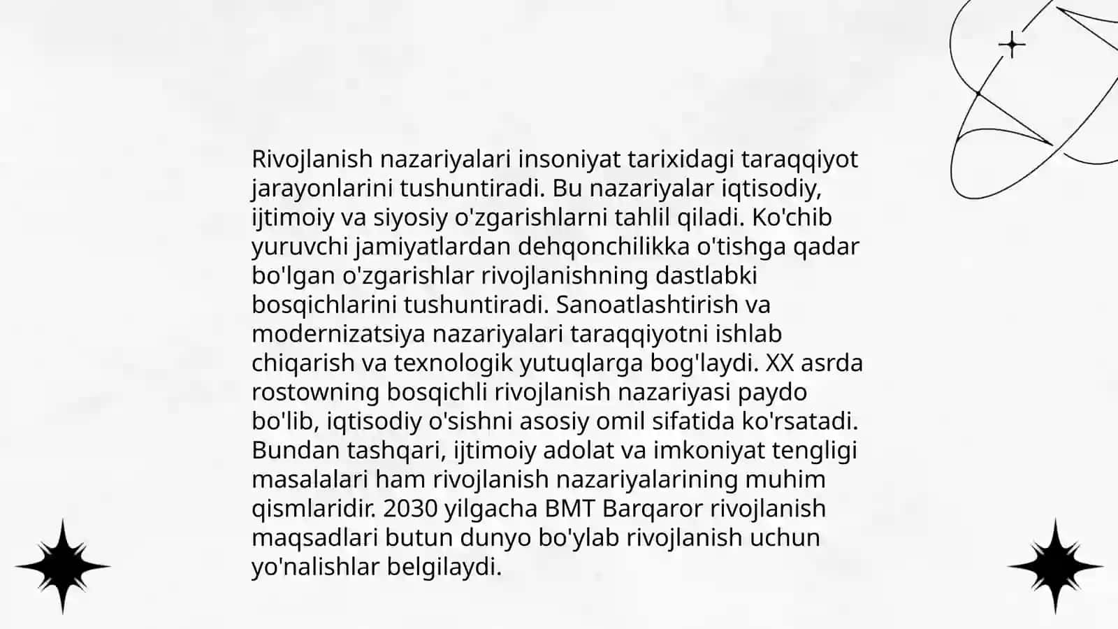 Rivojlanish nazariyalari 3