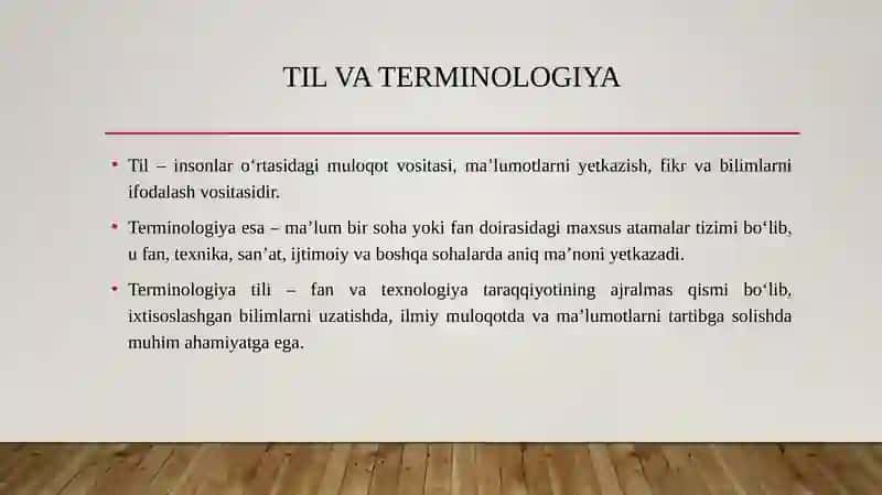 Til va terminologiya.Oʻzbek terminologiyasining taraqqiyot bosqichlari 3