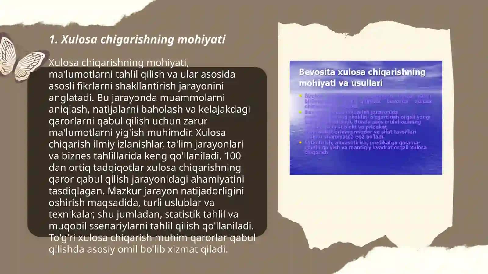 Xulosa chiqarishning mohiyati 3