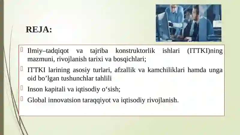 ILMIY-TADQIQOT VA TAJRIBA KONSTRUKTORLIK ISHLANMALARI (ITTKI) VA INNOVATSION FAOLIYAT 3