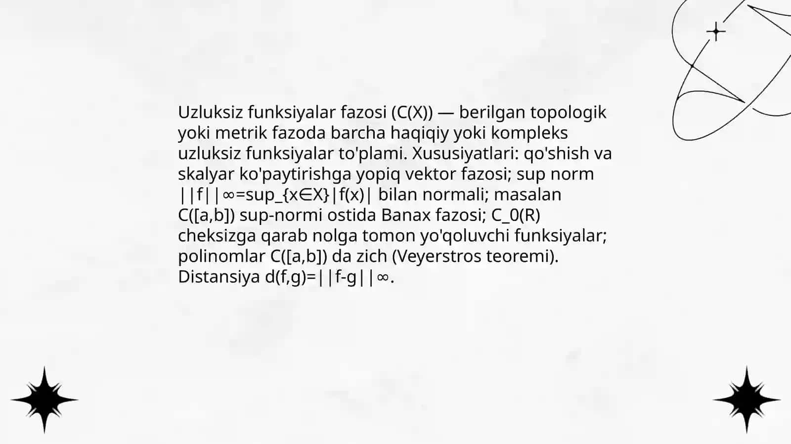 Uzluksiz funksiyalar fazosi 3