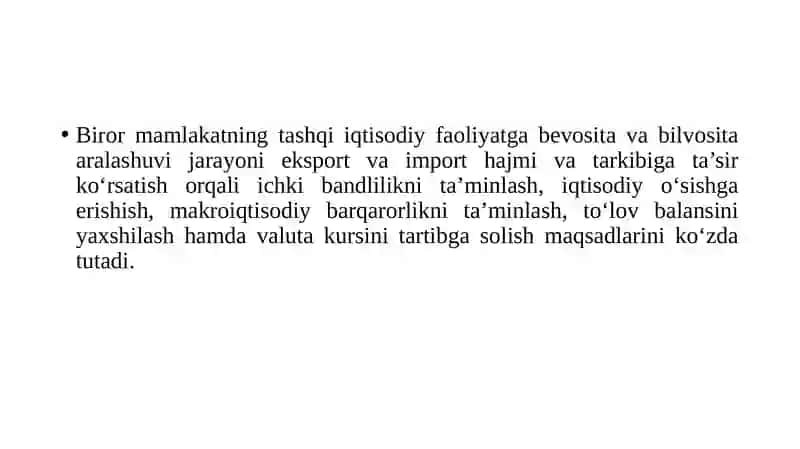 TASHQI SAVDO SIYOSATI 3