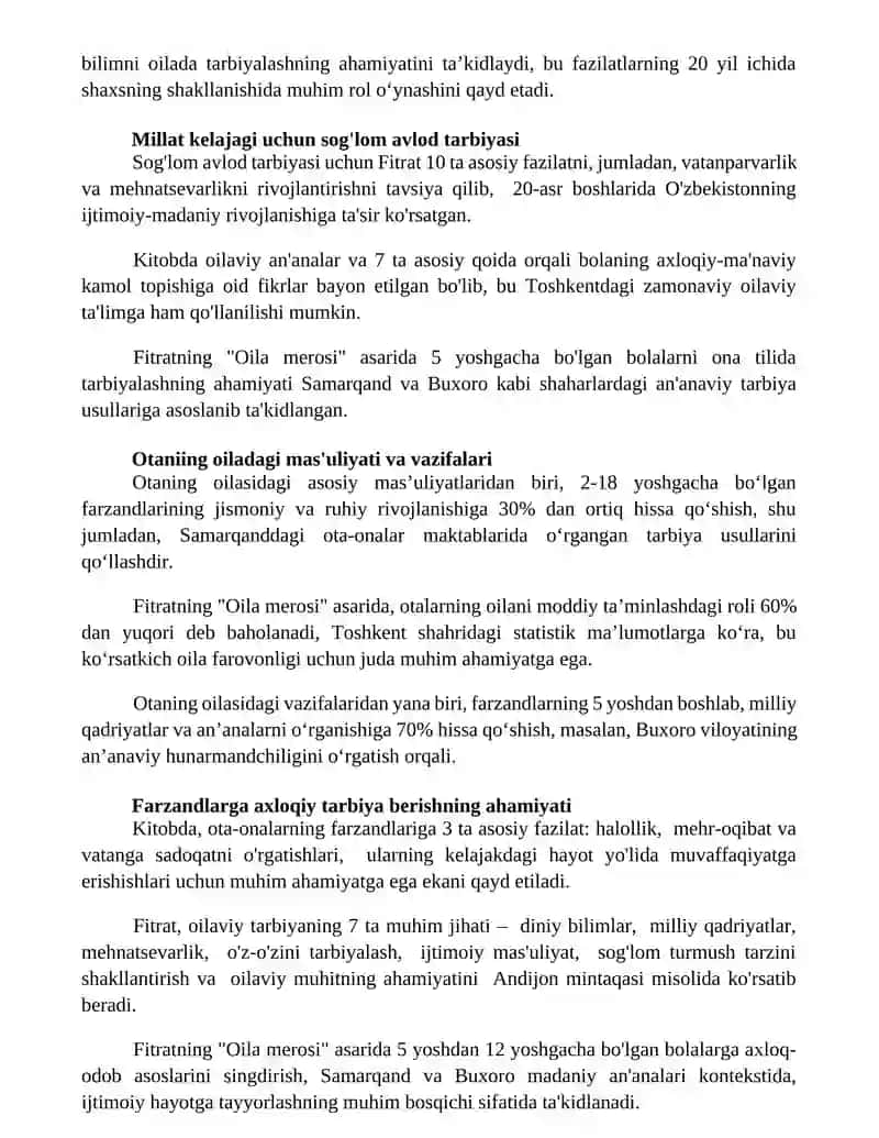 Fitratning "Oila merosi" 3