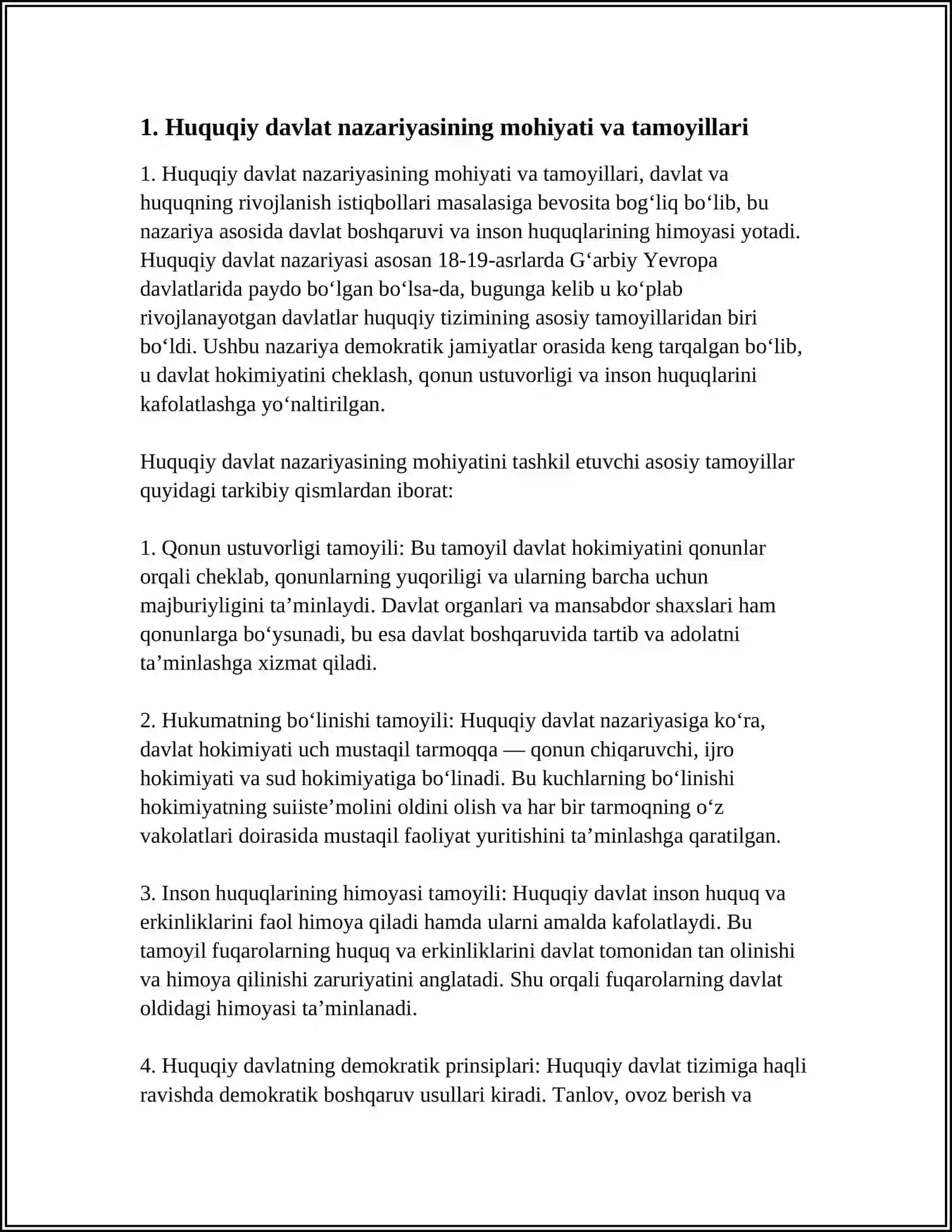 DAVLAT VA HUQUQNING RIVOJLANISH ISTIQBOLI. HUQUQIY DAVLAT NAZARIYASI 3