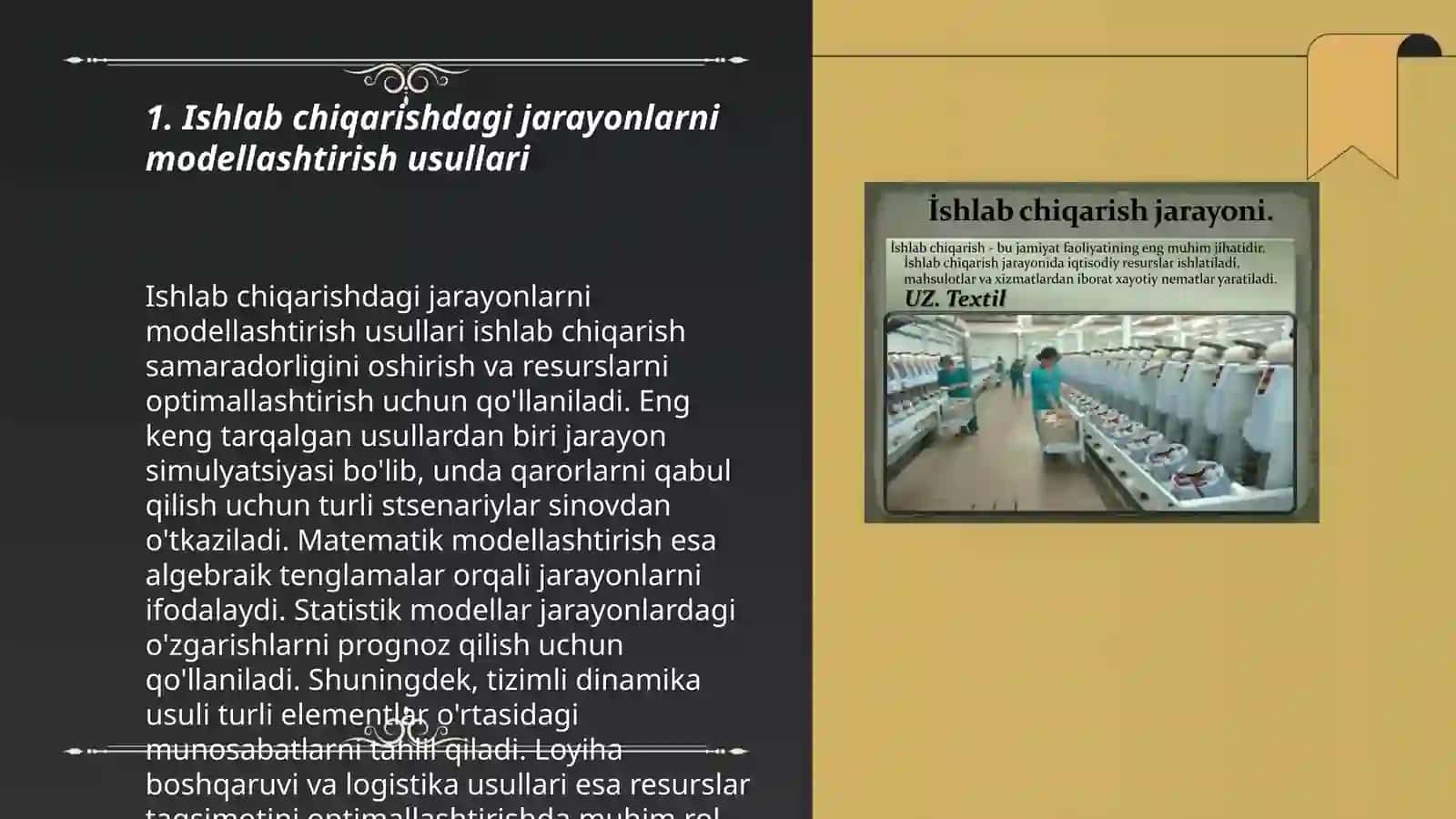Ishlab chiqarish jarayonlarini modellashtirish, avtomatlashtirish va optimallashtirish 3
