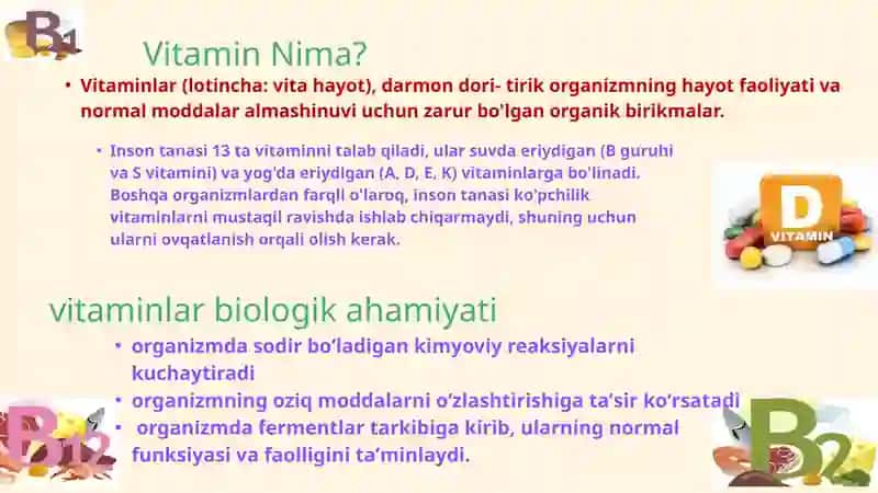 Vitaminlar biologik ahamiyati 3