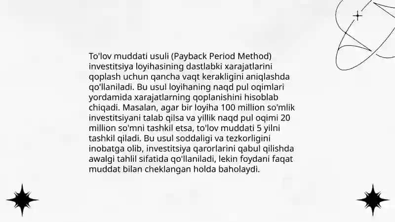 Kapitalni budjetlashtirish usullari 3