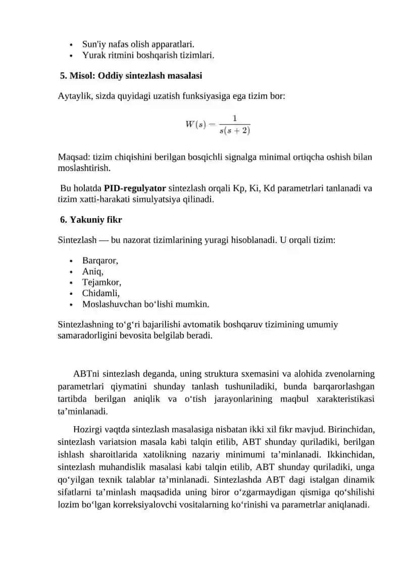 Sintezlash masalasi 3
