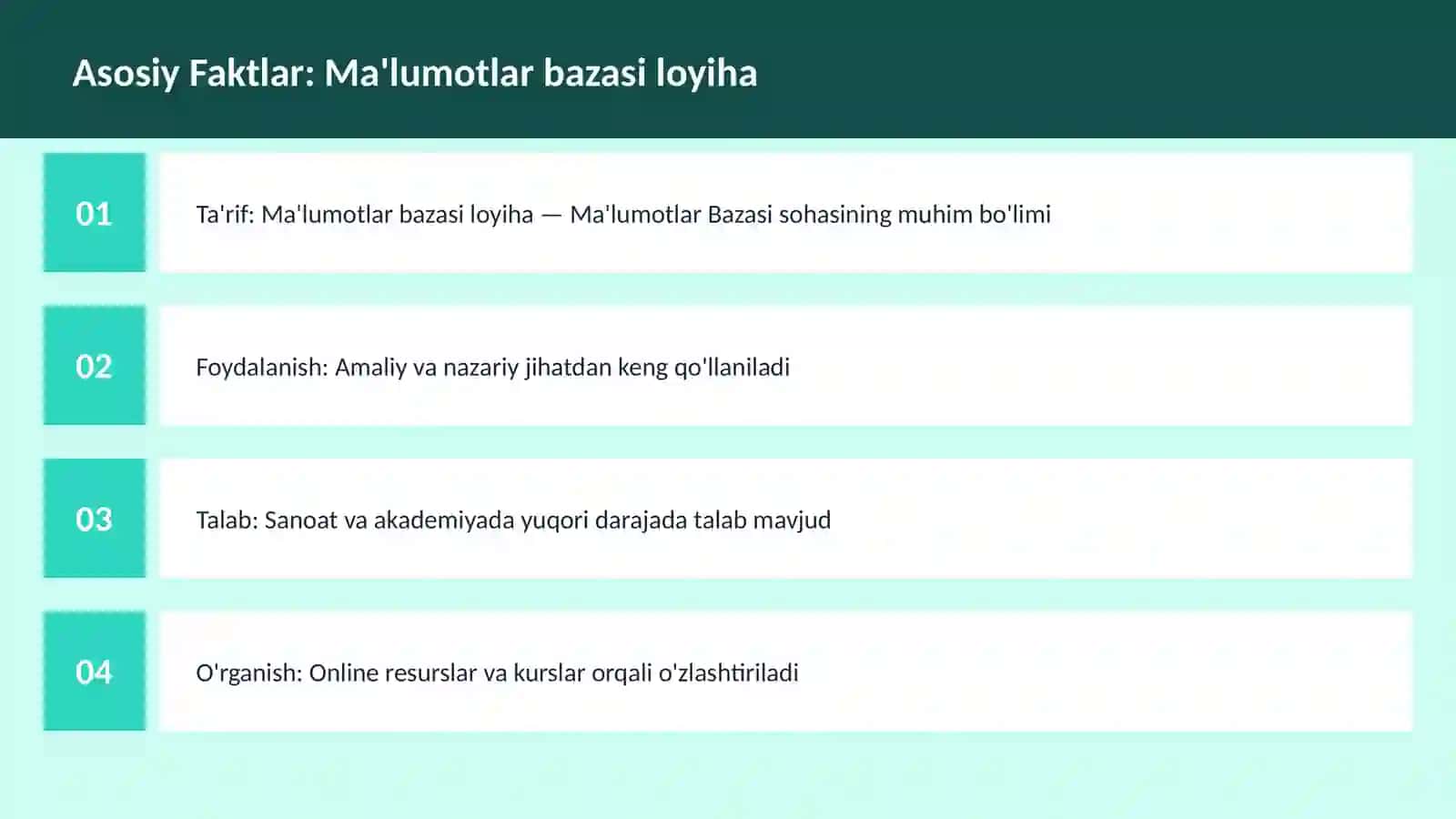 Ma'lumotlar bazasi loyiha 3