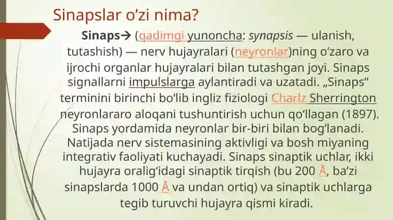 Sinapslarning turlimoddalargasezgirligi 3
