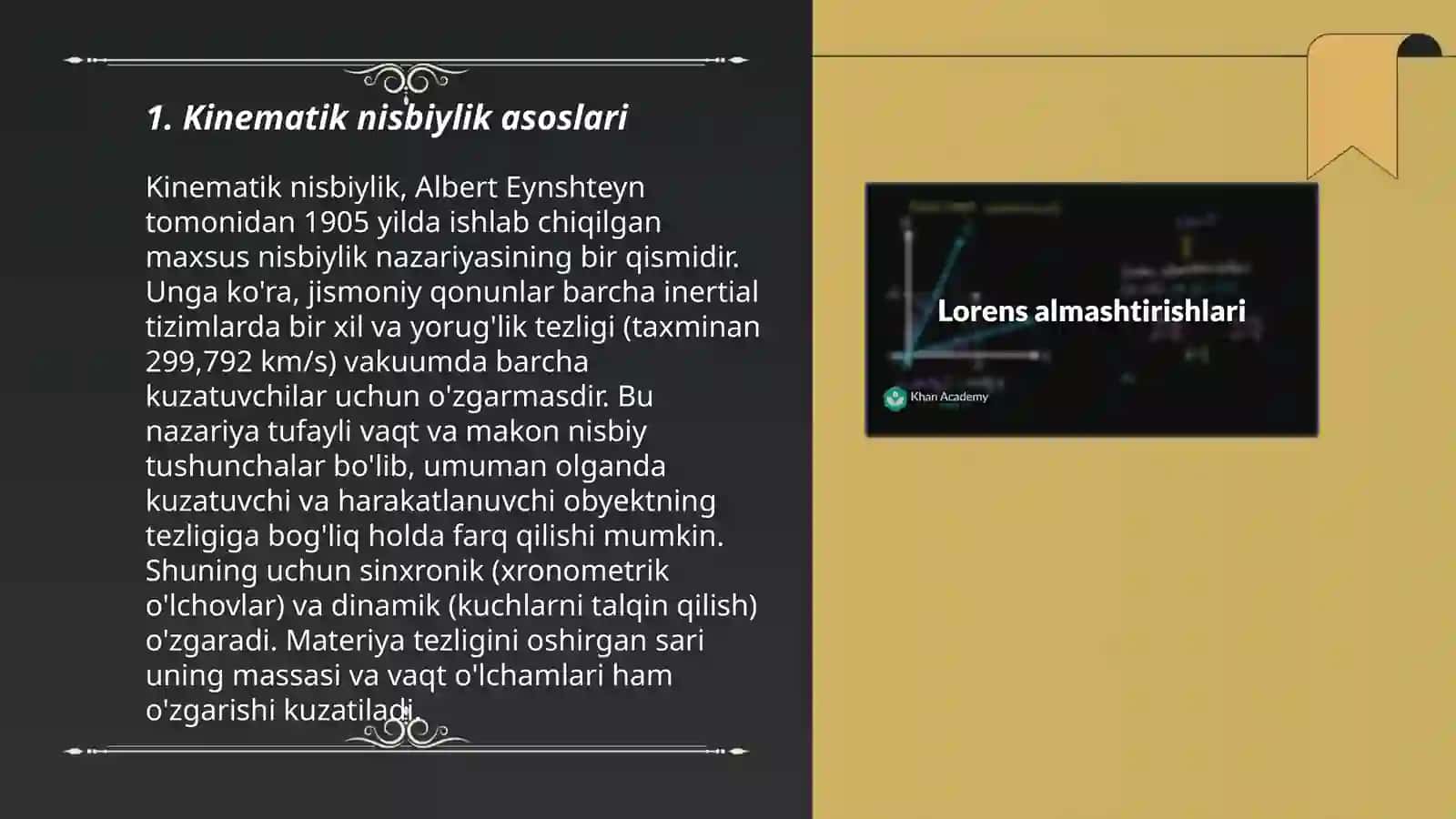 Kinematik nisbiylik asoslari 3