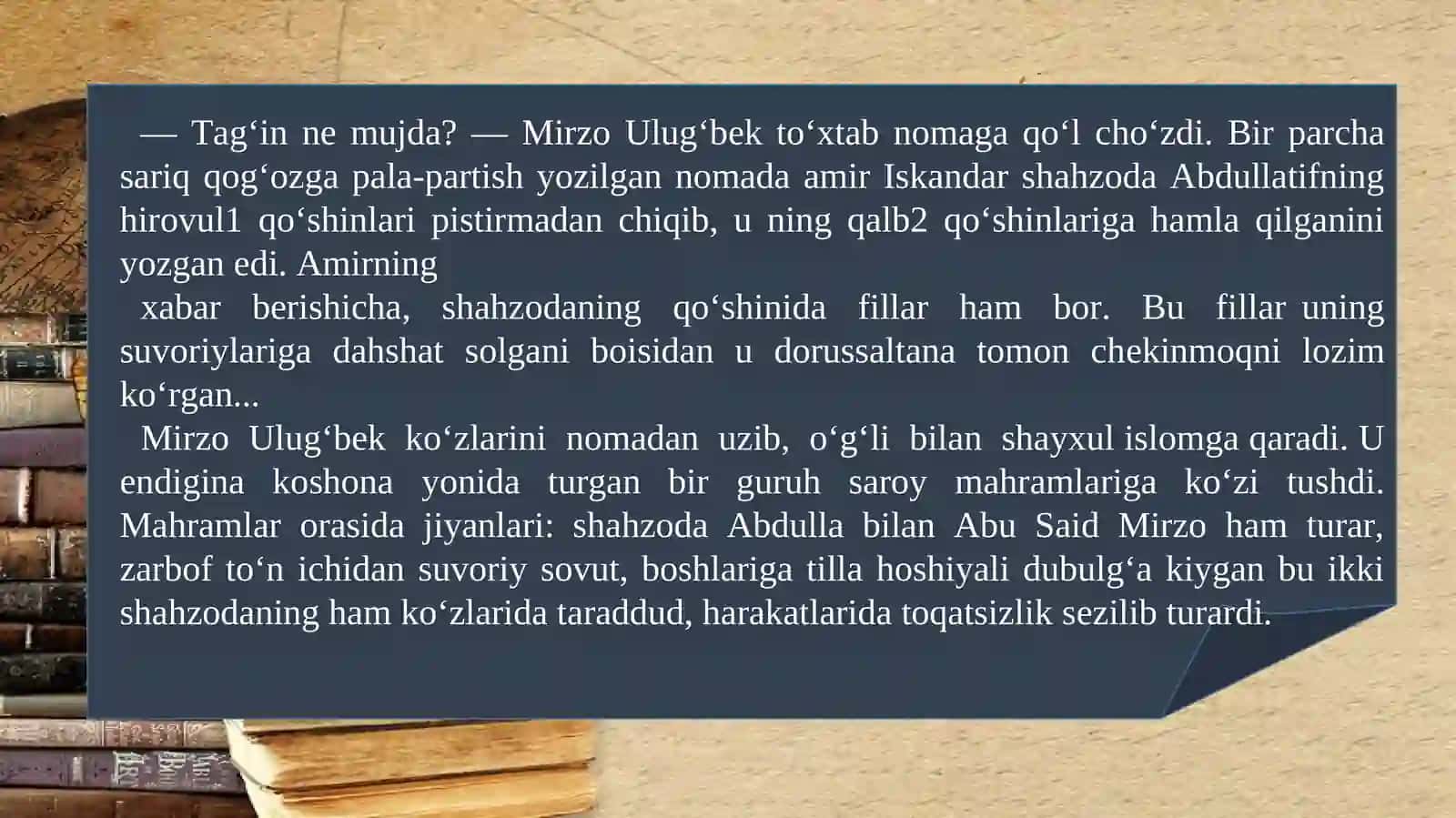 ULUG‘BEK XAZINASI (ROMANDAN PARCHALAR) 3
