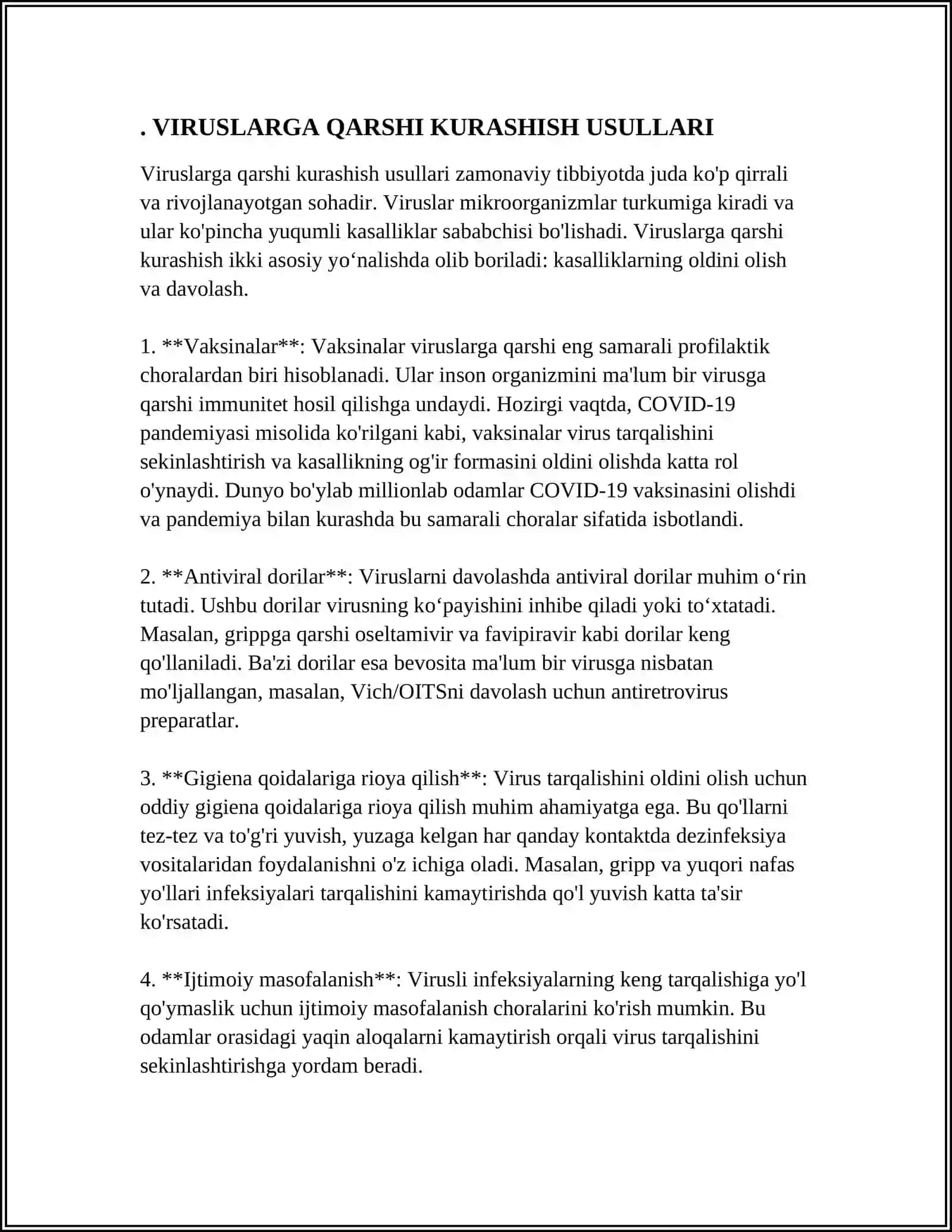 VIRUSLARGA QARSHI KURASHISH USULLARI 3