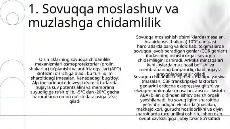 O'simliklarning noqulay omillarga chidamliligi 3