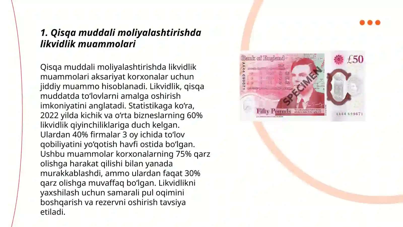Qisqa muddali moliyalashtirishda pul oqiminining o‘rni va ahamiyati 3