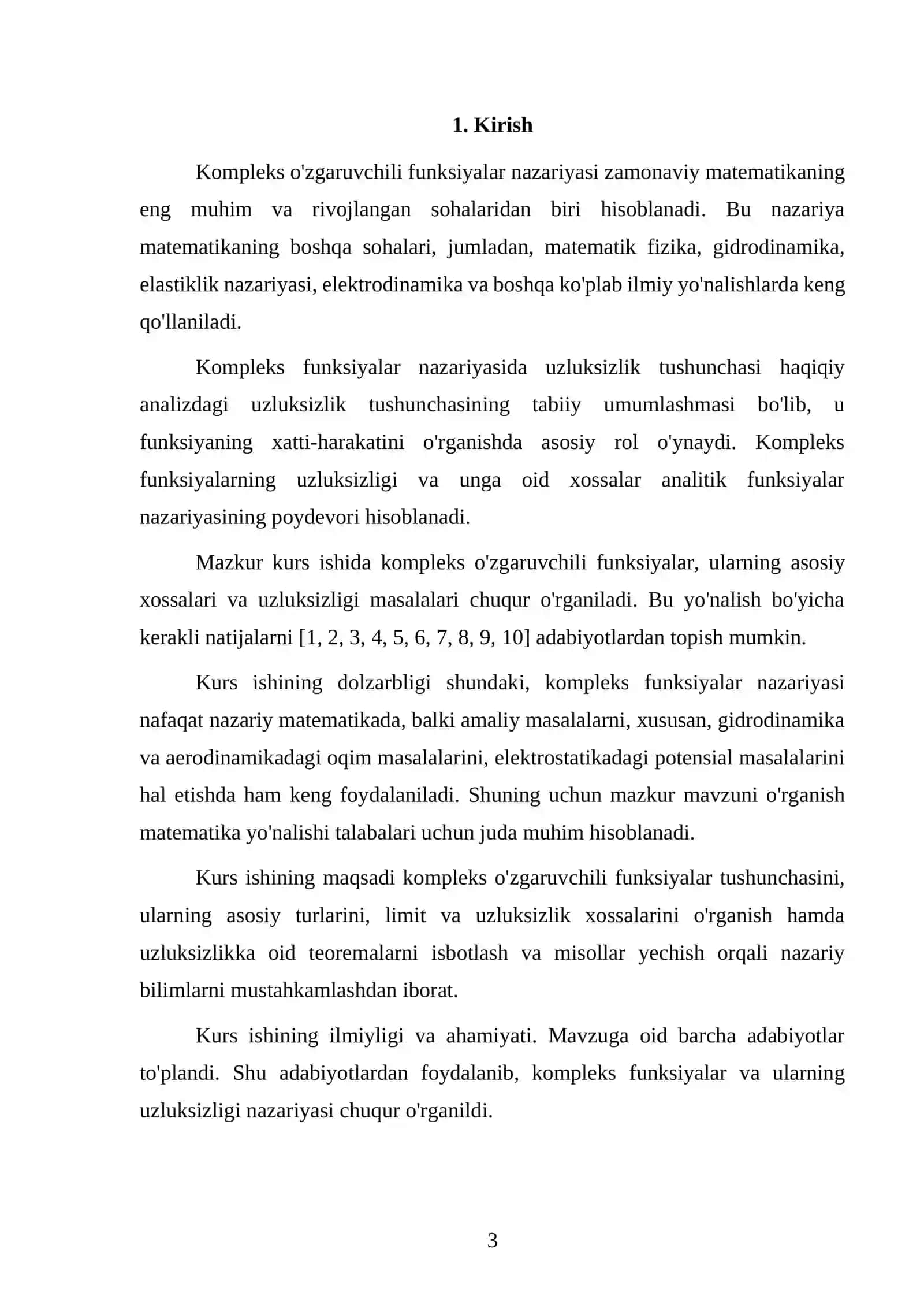 Kompleks o'zgaruvchili funksiyalar va ularning uzluksizligi 3