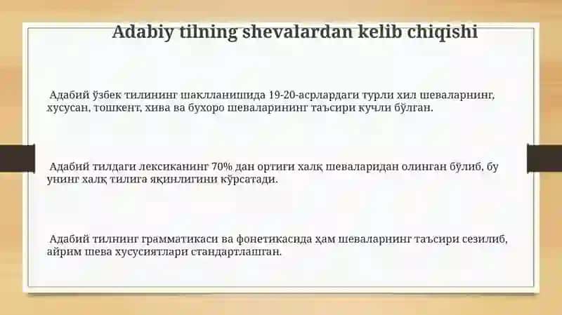 Sheva va Adabiy Tilning Oʻzaro Aloqasi 3