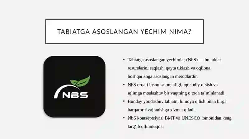 Tabiatga asoslangan yechimlar 3