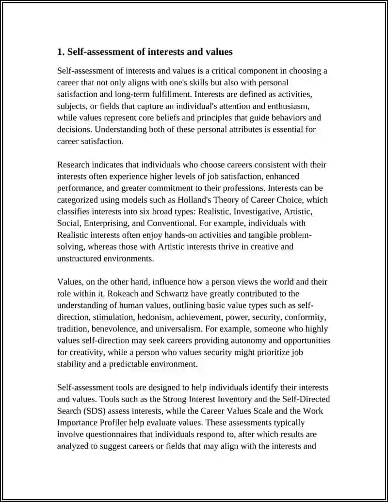 Self-assessment of interests and values 3