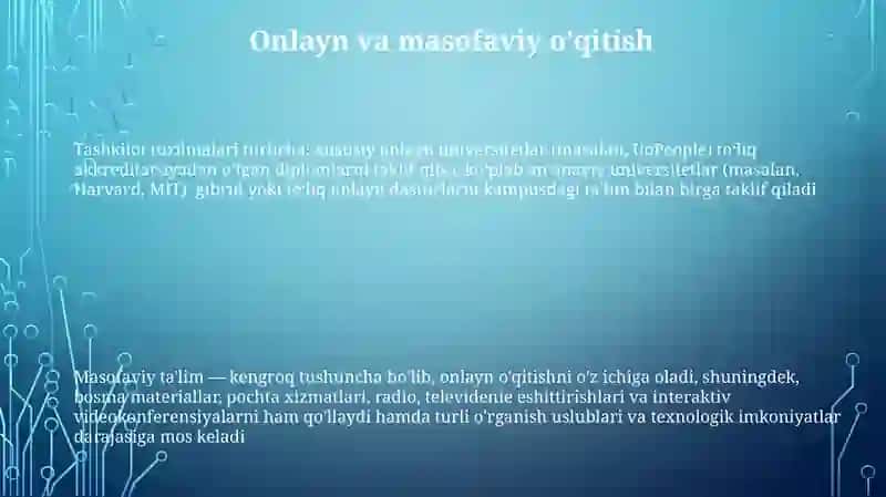 Ta'limni tashkil etish turlari va shakllari 3