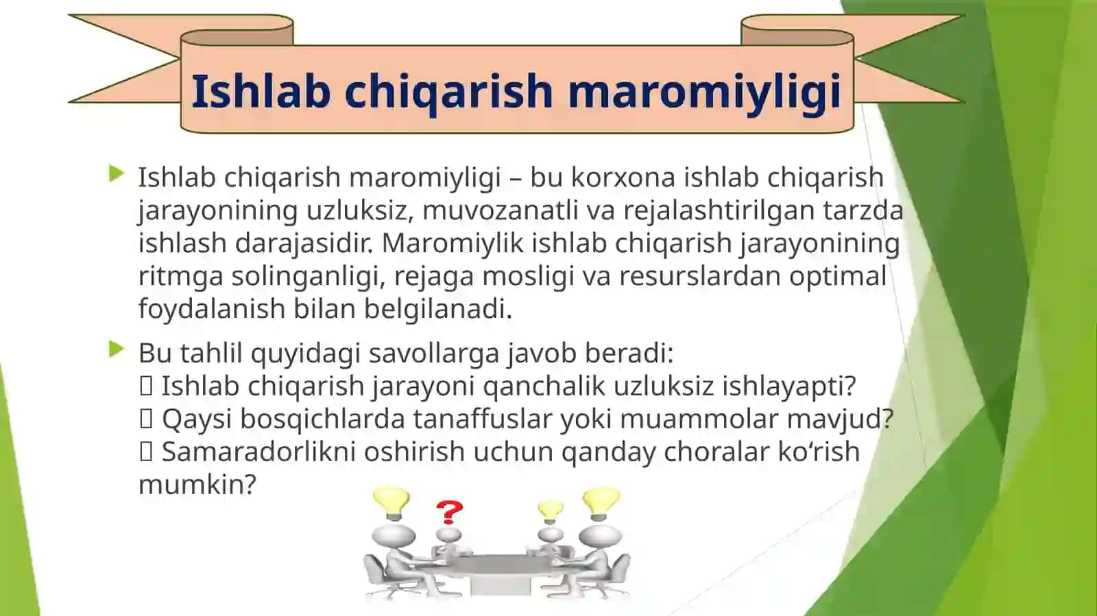 Ishlab chiqarish maromiyligini tahlili 3