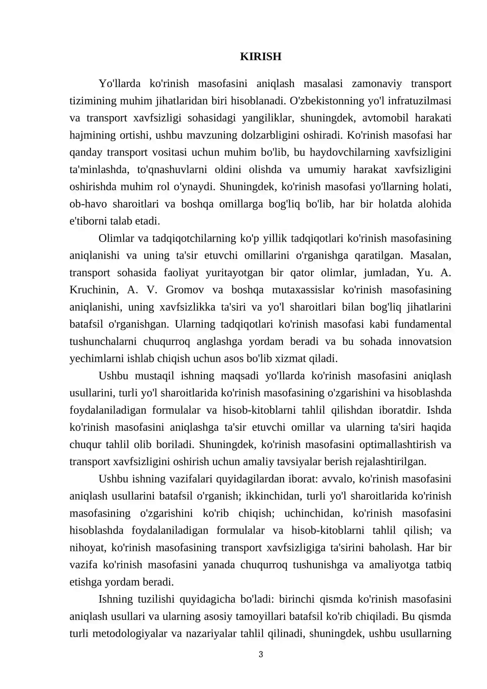 Yo'llarda koʻrinish masofasini aniqlash 3