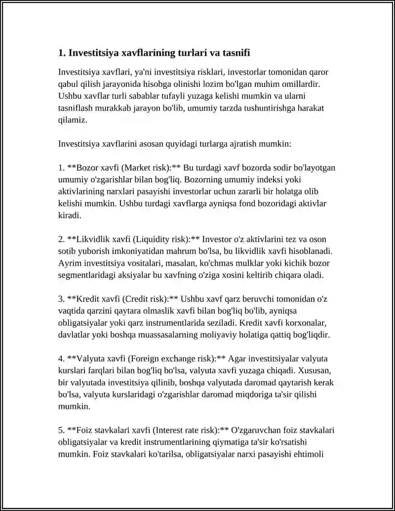 INVESTITSIYA RISKLARI VA ULARNI PASAYTIRISH YULLARI 3