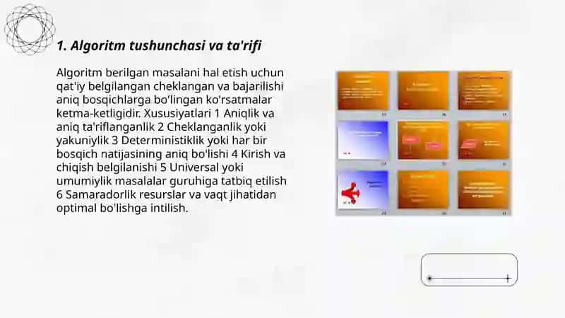 Algoritm tushunchasi va uning hususiyatlari 3