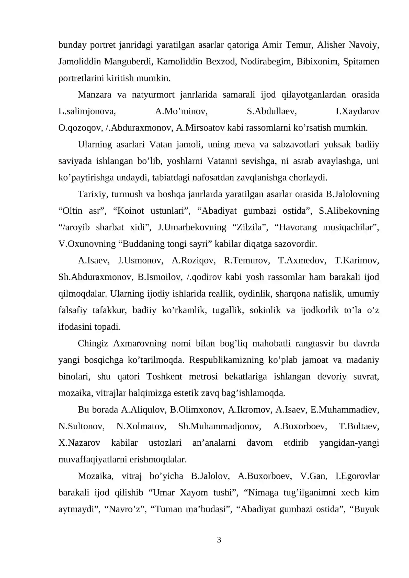Moy bo’yoqda “ Qishloq manzarasi’ 3