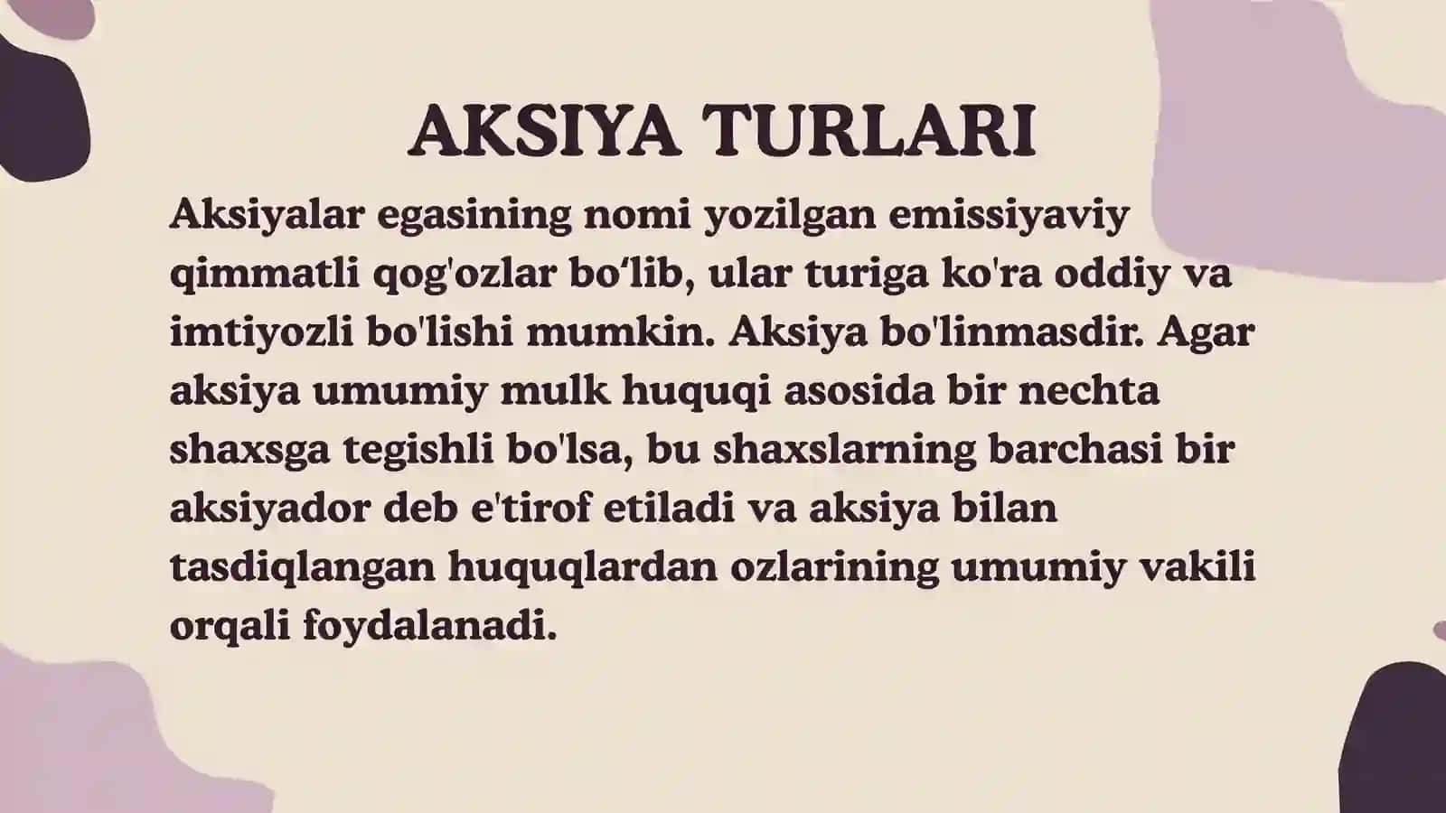 Imtiyozli aksiyalarning asosiy xususiyatlari 3