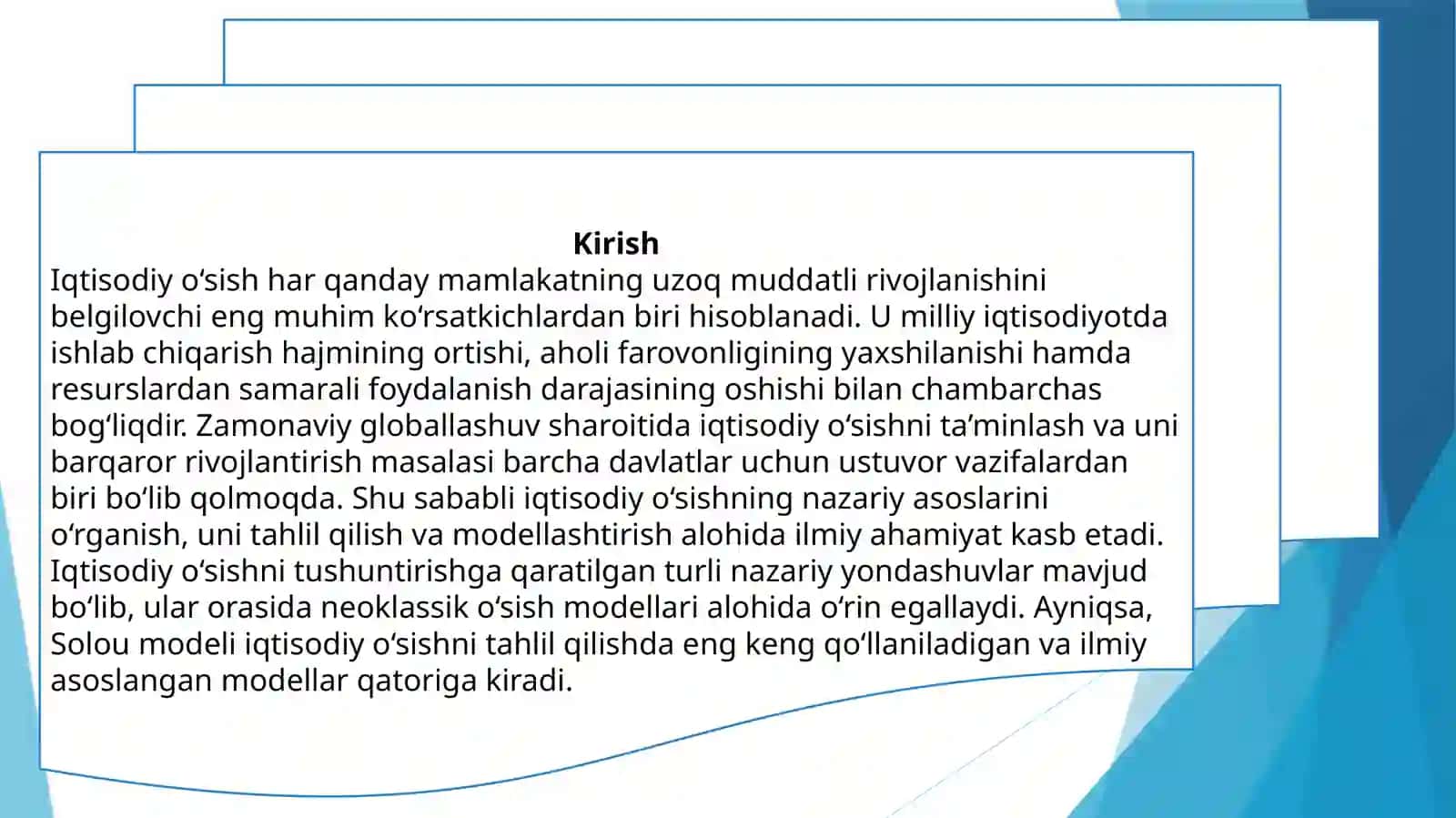 Solov modeli asosida iqtisodiy o'sishni modellashtirish 3