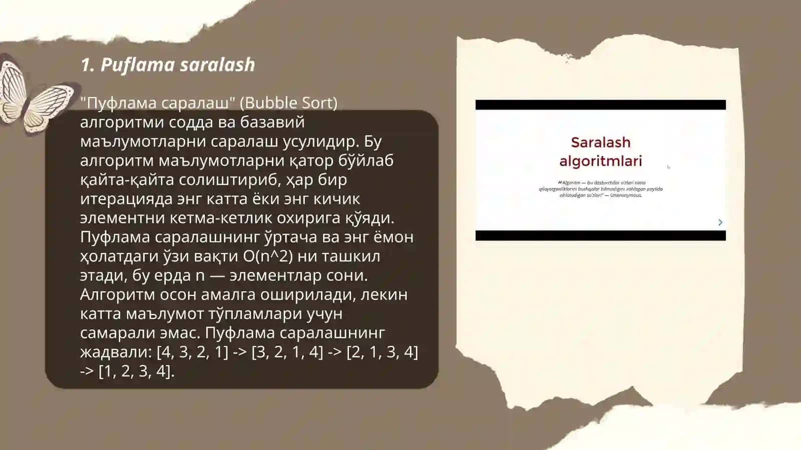 Maʼlumotlarni saralash usullarini tasnifi 3