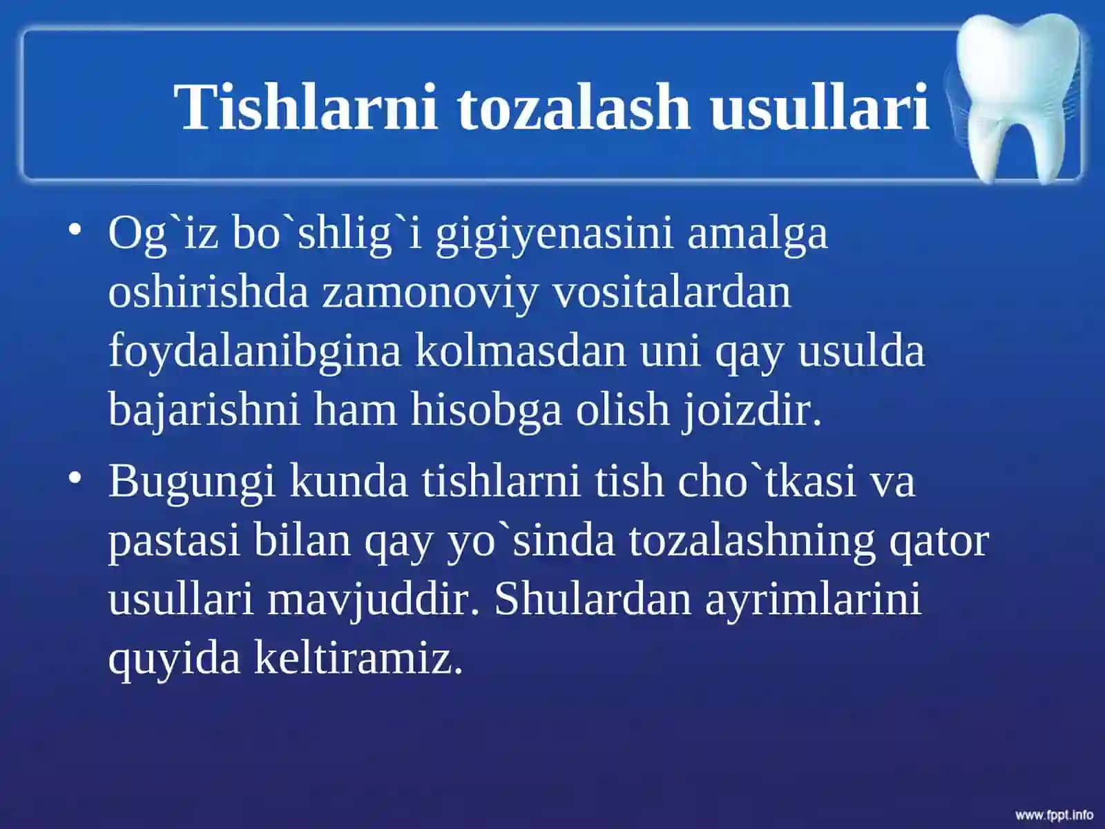Stomatologiyaga Kirish. Tishni tozalash 3