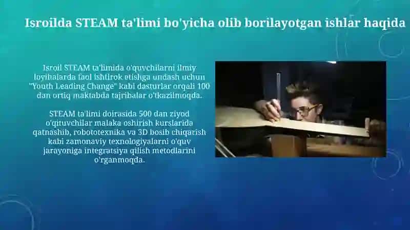 Isroildasteamtaʼlimiboʻyichaqilinayotganishlar 3