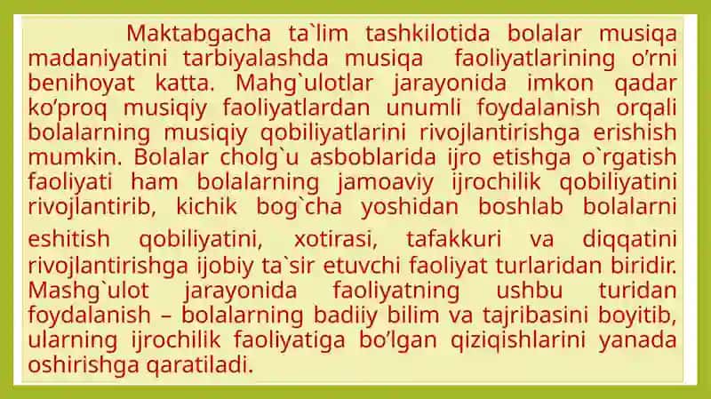 Bolalar cholg'ularini ijro etish 3