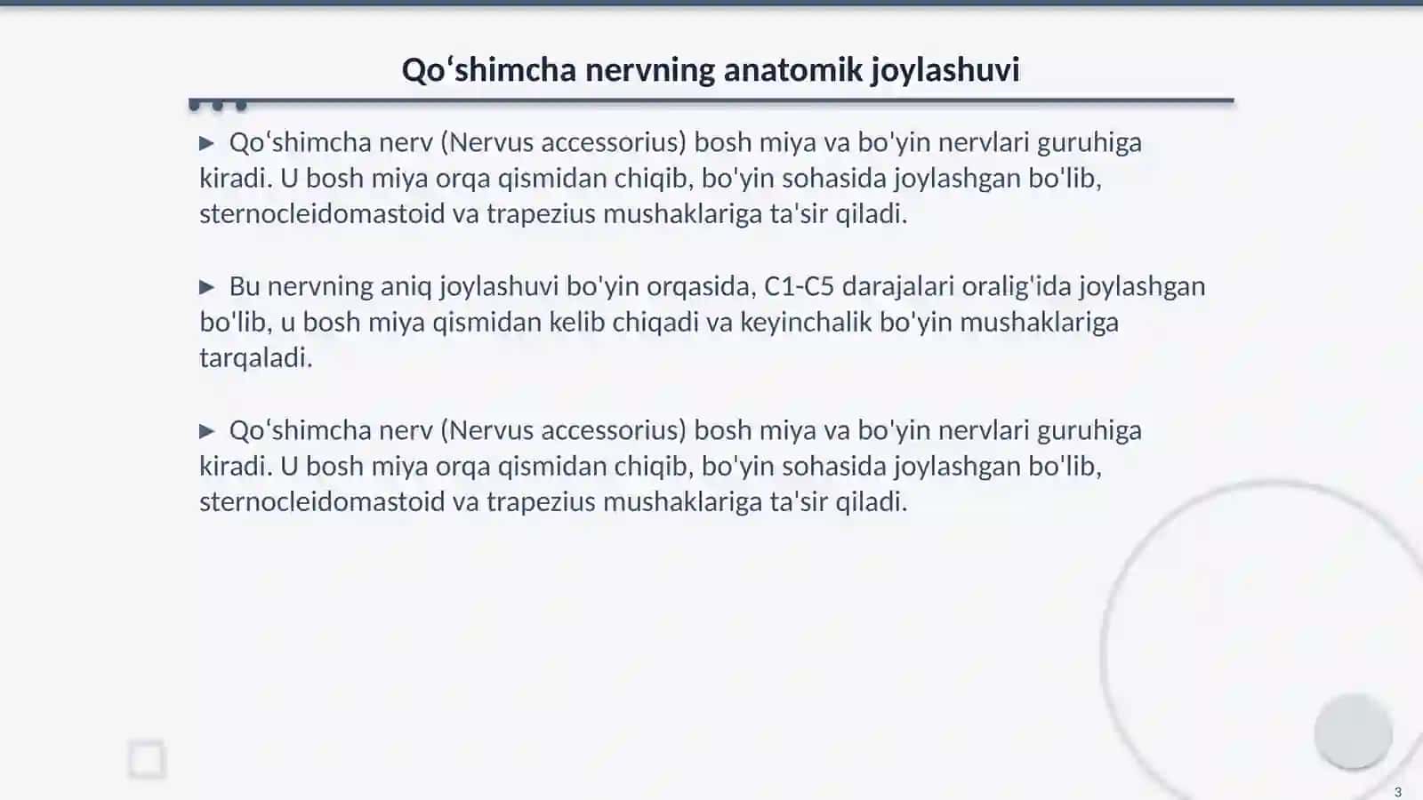 Qoʻshimcha nerv (Nervus accessorius) 3