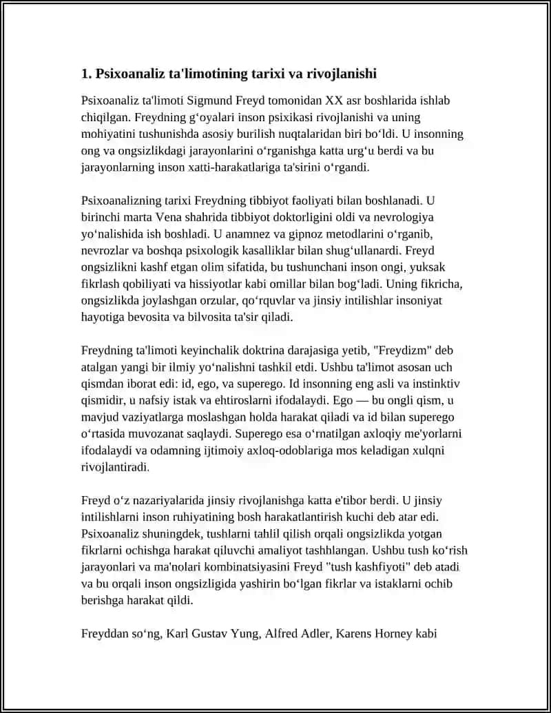 Psixoanaliz Ta'limoti va uning Tibbiyotdagi O'rni 3