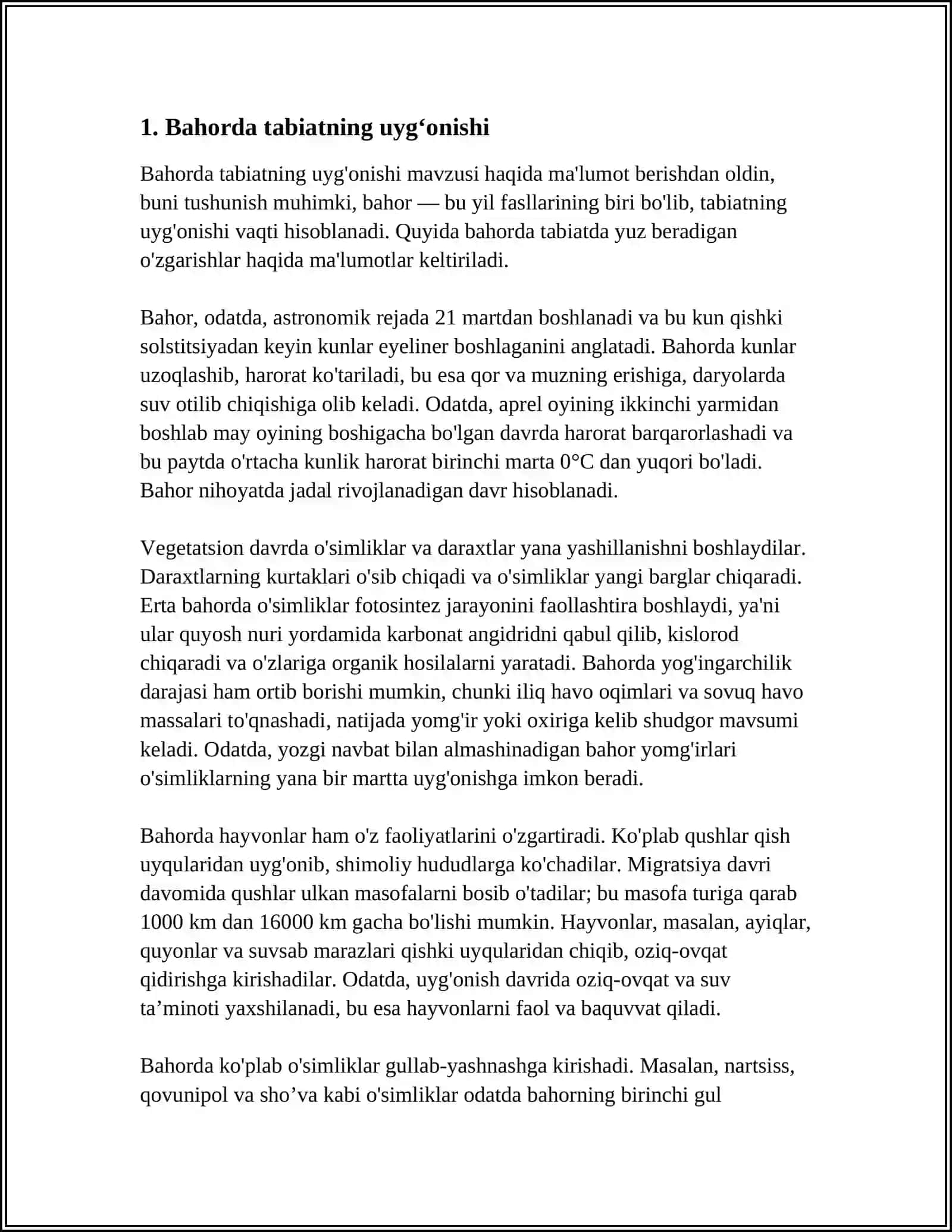 MUSTAQIL ISH Mavzu: BAHOR 3