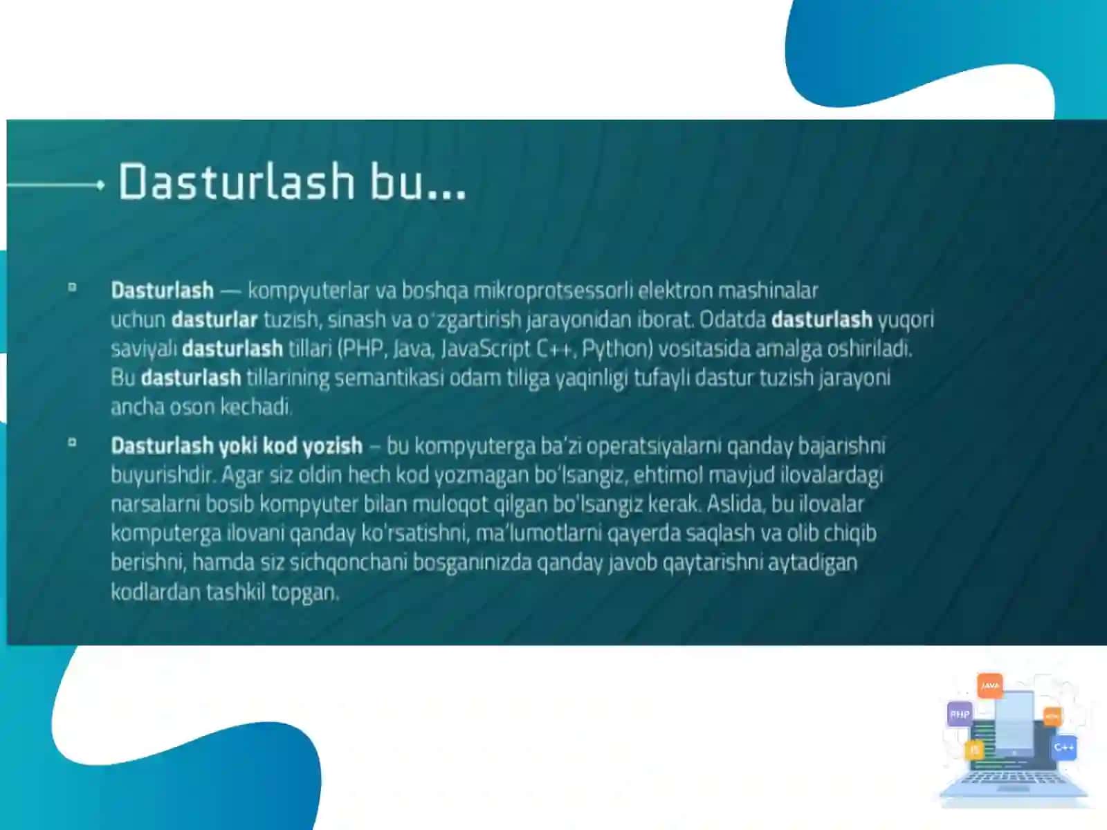 DASTURLASH TEXNOLOGIYALARI 3