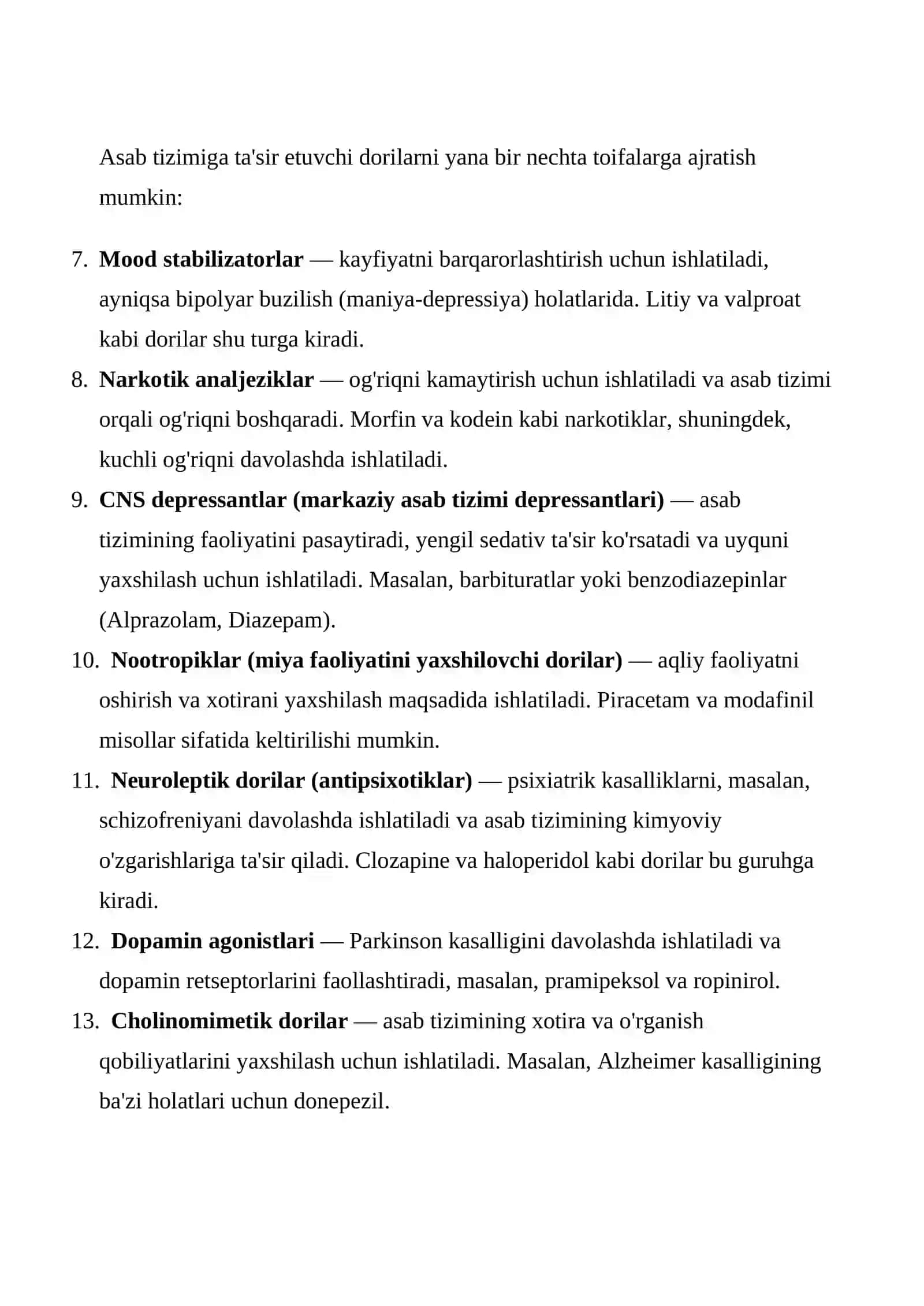 Referentin-Asab tizimiga ta'sir etuvchi dorilar 3