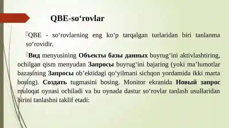 MS Access da So‘rovlarni Yaratish 3