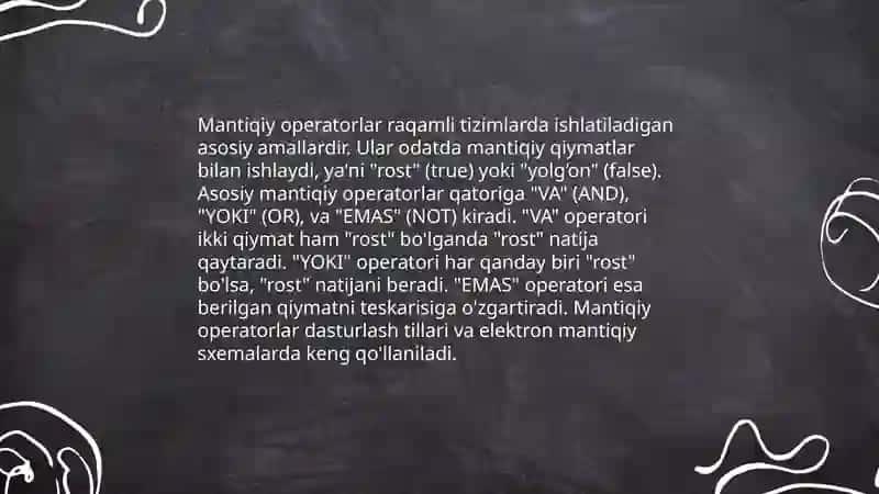Mantiqiy operatorlarni qayta yuklash 3