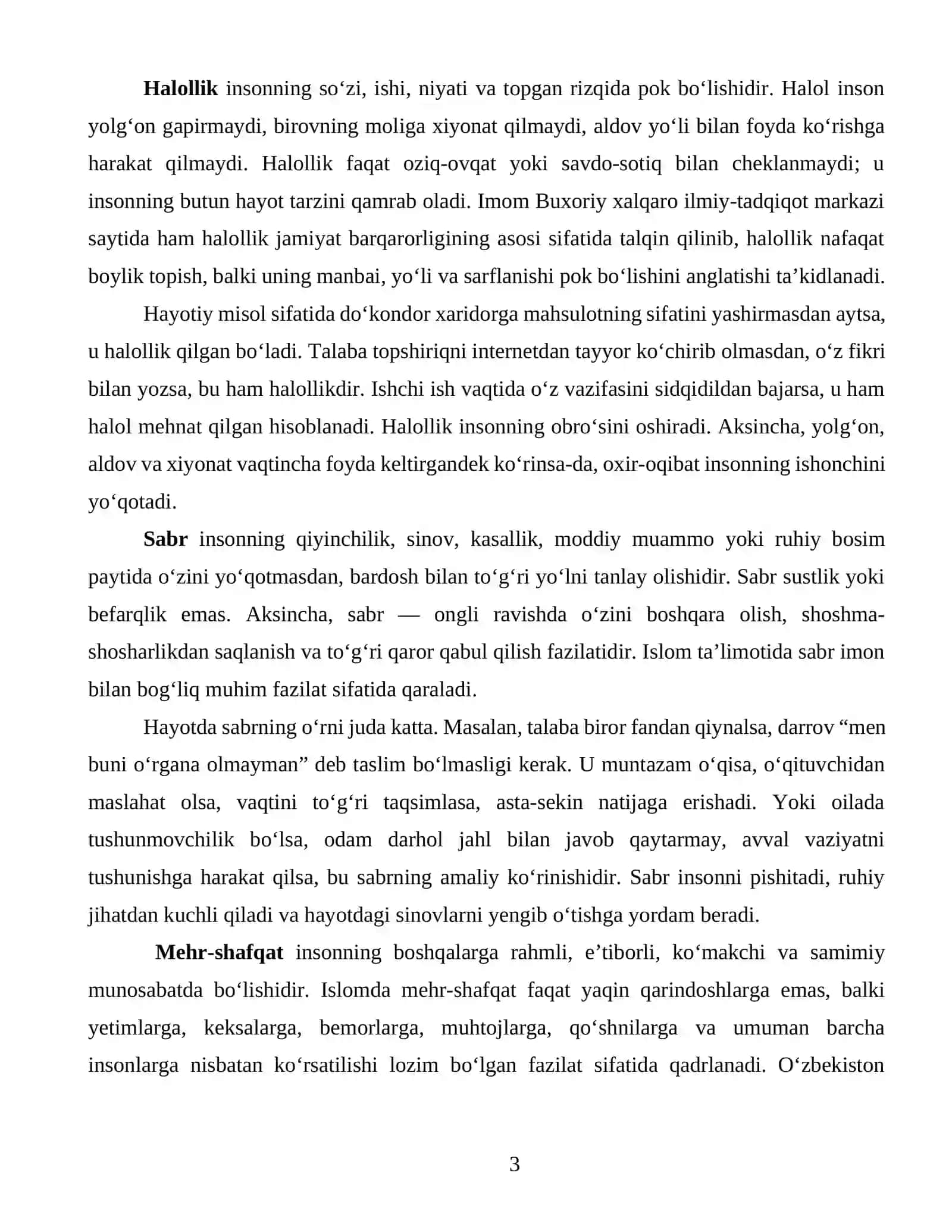 Islom qadriyatlari 3