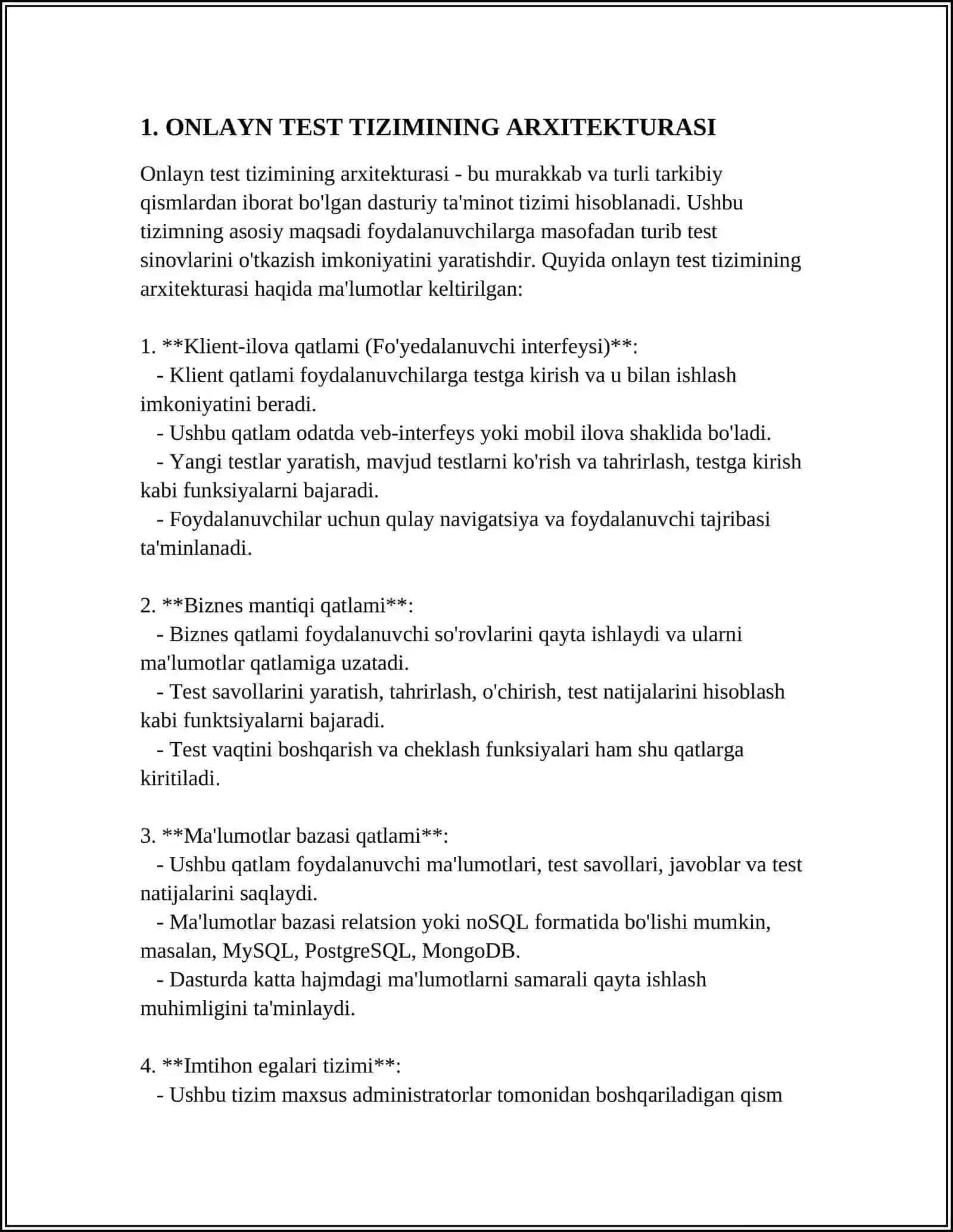 ONLAYN TEST TIZIMINI ISHLAB CHIQISH 3